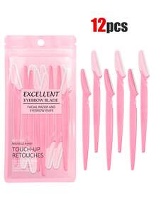 70支装眉毛修剪器剃刀，不锈钢直柄眉毛剃刀化妆工具，男女通用无痛脱毛器，带保护盖，适合初学者避免面部和身体受伤，精准修眉工具，化妆，价格实惠，房间装饰，梳妆台，旅行，卧室，化妆配件，眉毛剃刀，圣诞节，冬季，粉色，毕业，生日