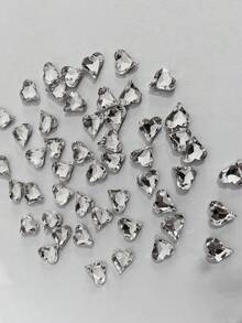 50顆 12*13mm 彩色不對稱心形 K9 玻璃水鑽，超亮美甲裝飾，DIY 美甲材料美甲用品美甲寶石美甲飾品 - 彩色 - 查看 4