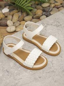Hot Selling, 1 Pair Of Fashionable Minimalist Flat Sandals, Versatile And Suitable For Various Outfits, Stylish And Elegant, Perfect For Summer. - Beige - View 2