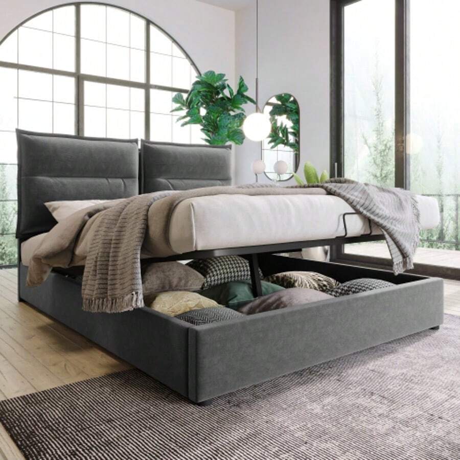 Bed Frames - Grey + Velvet - View 1