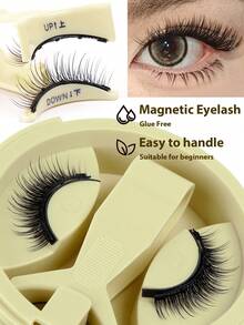 MAGEFY 1 Set Reusable Magnetic Natural False Eyelashes/Optional 10 Pairs Half Eye Natural False Eyelashes, Fox Eye & Cat Eye Styles, With Applicator, No Glue Needed, Easy To Wear And Remove, Create Natural 3D Cartoon-Like Lashes, Lightweight And Soft Eyelash Strips - Cat Eye Lashes - View 12