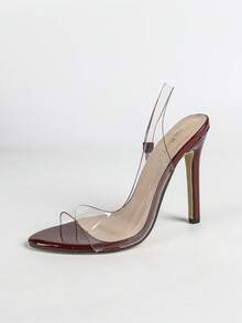 Jin Bei Qi Giày cao gót mũi tròn bằng da bóng trong suốt dành cho nữ, màu đỏ tía, giày cao gót dự tiệc ngoài trời, giày cao gót thanh lịch và thời trang phù hợp cho mọi mùa, tiệc tùng, tiệc tối, lãng mạn - Màu Đỏ Sâu - Xem 6