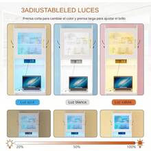 Tocador 3 En 1 Con Estación De Carga Y Luz Sensor Automática Tocador Multifunción Estación Maquillaje Carga USB Espejo Luz Automática Mueble Práctico - Tipo de Enchufe A USA (110-127V) - Ver 8