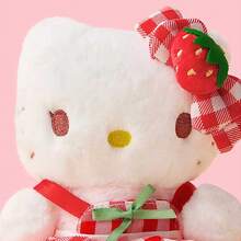 Miniso Llavero con figura de Hello Kitty de 4 pulgadas sentada con diseño de fresa y lazo, tacto suave, accesorio portátil para bolso (1 pieza) - Multicolor - Ver 2