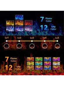 42"Electric Fireplace With Ultra Narrow Frame, Recessed And Wall Mounted, Low Noise, With Remote Control With Timer, Adjustable Flame Color And Speed, 750 / 1500W - 42inch - View 3