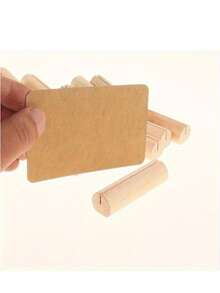 10/20pcs Natural Wooden Pine Wood Shape Business Card Holder And Memo Display Stand - Rustic Wedding, Party, Banquet Wooden Book Ends Sign/Photo Holder - Durable Cylindrical Wooden Stands - Multicolor - View 5