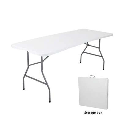 BITORQUATOS 6FT Folding Table, Portable Plastic Table With Sturdy Steel Legs And Carry Handle, Perfect For Party, Camping, Picnic, Wedding Or Outdoor Dining (White, 70" X 28")