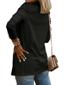 White Suit Jacket | Fashionable And Versatile Autumn Metal Button Design, Suitable For Daily Leisure And Sports Style, Suitable For Both Commuting And Outdoor Activities, With Eye-Catching Texture - 黑色 - 查看 3