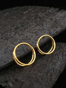 18G Titanium Double Hoop Nose Septum Ring/Hinged Segment Ring/Ear Cartilage Hoop/Ear Helix Hoop/Ear Tragus Hoop/Ear Conch Hoop/Ear Rook Hoop/Minimalist Earrings - Gold - View 9