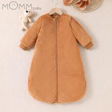 1件新生儿杏色柔软绒面宽松可爱睡袋襁褓，适合宝宝更好地休息