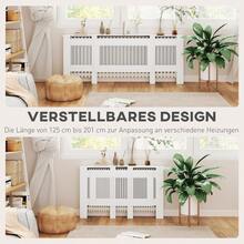 HOMCOM Retractable Radiator Cover With Shelf And Slats, 125-201 X 19 X 81.5 Cm, White. - 1 - 查看 4