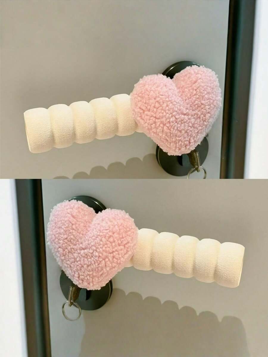 1 Stück niedliches rosa Herz Türstopper Set, weiche Plüsch- & langanhaltend Kunststoffkonstruktion mit ovalem Design, Anti-Kollisions-Puffer & kratzfreier Schutz für Wände & Türschlösser, dekoratives Wandschutz-Accessoire - Verschiedenfarbig - Übersicht 1