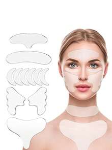 16片/套 11片/套 5片/套 可重复使用的面部及胸部抗皱美容撕拉面膜贴，提升肌肤光泽