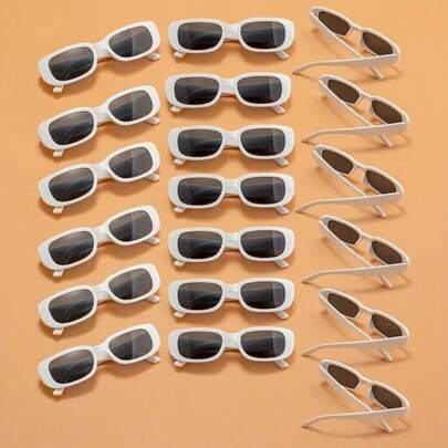 20 piezas Gafas vintage pequeñas rectangulares, gafas de fiesta cuadradas con marco grueso, paquete a granel, adecuadas para mujeres y niñas