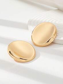 1 Pair Geometric Circle Metal Earrings, All-Match Style Vintage Earrings Jewelry For Women - Gold - View 4