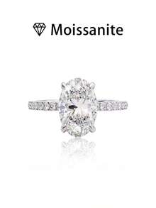 1pc Women's Wedding Ring, Star Season Semi-Pave Ring, 2.1g 925 Sterling Silver, 2 Carat Moissanite, Bohemian Palace Style, Engagement, Wedding, Anniversary, Valentine's Day Gift, Comes With Moissanite Certificate And Elegant Gift Box - Silver - View 9