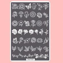 美甲印花板套装，包含蕾丝花瓣、蝴蝶、曼陀罗、植物和抽象图案，适用于美甲、指甲油印花模板和模具。1套时尚美甲印花板，DIY美甲转印模板，美甲工具，圣诞节主题，1片美甲印花板，美甲配件工具，美甲沙龙卡通幽灵、爱心、蜘蛛网、蝙蝠、南瓜、魔术师印花、斑马纹、格子动物纹、几何线条、爱心设计，SKVP风格印花模板。 - 彩色 - 查看 28