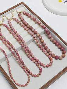 1pc 美拉德风格天然石项链（项链）法式复古天然虎眼石项链秋冬新款毛衣链潮流时尚锁骨链适合女性/情侣/女生日常/聚会/约会/逛街佩戴招财避邪，增强自信能量宝石