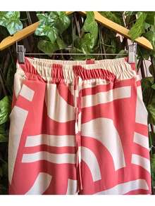 Wide-Leg Pants In DUNA Fabric With Lining, Pockets, And Elasticated Waist. - Salmon - View 4