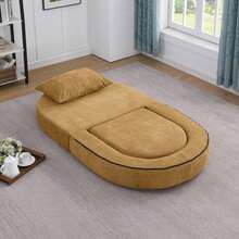 Compressed Foldable Mattress, Convertible Folding Sofa Bed With Removable Arms, All-In-One Portable Mattress Floor Sofa Bed, No Assembly Required & Non-Slip. - Màu Mù tạt vàng - Xem 2