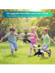 Juguete Volador LED para Niños - Helicóptero RC Shark Glow Spin, Dron Manual Recargable (Negro) - Negro - Ver 7