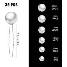 36 Piezas Horquillas De Perlas Para El Pelo, Elegantes Horquillas Pelo Mujer Novia Boda Perla Forma De U Accesorios Para Ceremonias De Damas De Honor Boda Novia Mujeres Niñas(Plata) - Multicolor - Ver 3