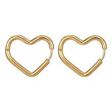 1pair Ins Style Titanium Steel Heart Shaped Hoop Earrings, Versatile Women's Stainless Steel Ear Accessory - Gold - View 9