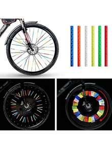 72pcs/Pack Colorful PVC Spoke Covers, 24cm Wheel Rim Spoke Wrap Kit, Motorcycle Bicycle Spoke Decorative Accessories