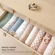 3条装婴儿襁褓毯，透气柔软，适合新生儿，男女通用，可用于拍嗝，必备婴儿用品，送礼佳品 - 彩色 - 查看 11