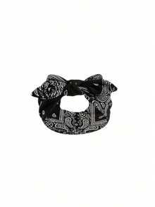 Women's Bohemian Style Paisley Print Headband - Elastic Bow Women's 2025 Anti Slip Headband - Wide Bow Retro Cute Headband Hair Accessory - 藍色 - 查看 6