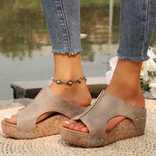 Women's Retro Thick-Soled Wedge Sandals, Suitable For Summer Leisure Vacation Wear - Nâng cấp màu xám - Xem 3