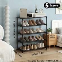 1 Piece Stackable Shoe Rack - Sturdy Black Metal And Plastic Design, Suitable For Entryway, Closet, Garage, Living Room Or Bedroom Storage - Space-Saving Sneaker And Shoe Organizer Rack - Black - View 1