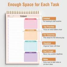 Forvencer To Do List Notepad (65 X98), To Do List Notebook For Work, Undated Daily Planner Organizer For Tasks Checklist &Amp; Goal Planning, To Do List Perfect For Office, School, Cute - ColorD - 查看 3