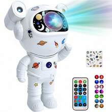 Proyector de luz nocturna de galaxia y luna, con diseño de astronauta y altavoz Bluetooth,temporizador y control remoto - Blanco - Ver 6