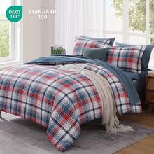 King Comforter Set, Classic Red Black Plaid-Piece Bedding Set, Farmhouse Lightweight All-Season Bed In A Bag With Sheets, Pillowcases & Shams, Home Decor - 海軍紅 - 查看 2