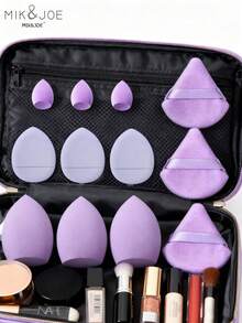 mik&joe 12件套柔软化妆海绵套装，新手化妆必备，易于上手，适用于底妆、定妆和细节妆容，干湿两用 - 紫色 - 查看 4