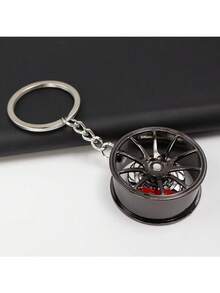1pc Brake Disc/Rim Inspired Car Keychain, Creative Keyring Accessory Back To School