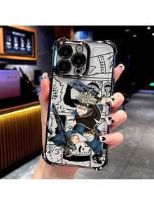 UE (DE et ES) Étui de téléphone dessin animé Anime Boys pour iPhone 16 15 14 13 12 11 Pro Max X XR XSMAX 8 7 Plus, Coque arrière transparente souple anti-chute - Argent - Voir 2