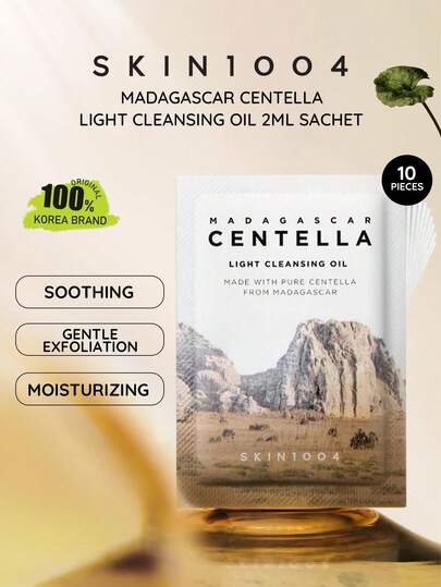 SKIN1004 Madagascar Centella Light Cleansing Oil 2ml/0.07fl.Oz*10 Sachet,Removes Makeup Effectively And Thoroughly,Lightweight Texture, Turns Milky Quickly With Water (Emulsifies Fast),Leaves Skin Clean And Fresh, Not Greasy.,Gentle On Skin,Good For All Skin Types,Perfect For Short Trips And Travel.