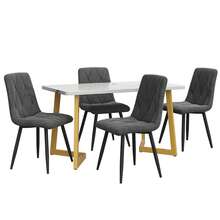 Dining Room Set (Rectangular Table 117 X 68 Cm With 4 Chairs), Rectangular Table, Modern Kitchen Set, Dark Grey Velvet Twill Chair, Gold Table Legs - Grey - View 1