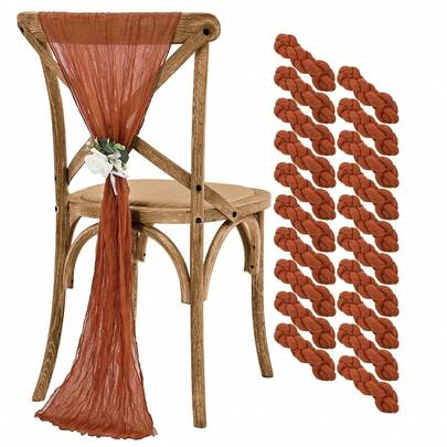 Aisle Decorations Dusty Blue Cheesecloth Chair Sashes, Chair Bows For Wedding Reception Party Hotel Decoration(1P)