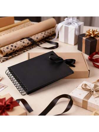 1本30/60页黑色螺旋相册 – DIY可定制剪贴簿，可用于照片/笔记/艺术作品，是送给喜欢保存记忆和创作的毕业生/生日礼物的完美之选