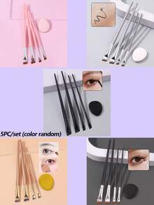 5pcs/Set Of Sickle Shaped Eyeliner Brush, Knife Edge Makeup Brush, Liquid Eyeliner Brush, Ultra-Thin, Thin, Bevel, Flat Head Eyebrow Brush, Horizontal Silkworm Brush, Eye Makeup Brush, Eyebrow Brush, Eyeshadow Brush, Brush
