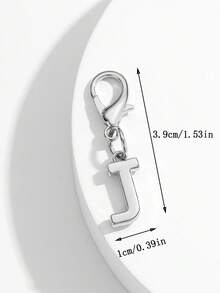 1pc Fashionable Minimalist 26 Small English Letter Shape Smooth Metal Keychain, Suitable For Women Car Key, Bag Decoration And Gift - Silver - View 19