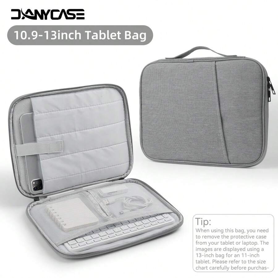 DANYCASE Tablet Sleeve, Fits 11-13 Inch Tablets, Protective Case With Padding, Portable Bag, Compatible With IPad And ASUS Tablets - Grey Oxford Cloth - View 1