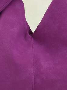 1pc Sculptedstyle Bags Autumn/Winter New Vintage Maillard Brown Velvet-Like PU Handbag, Minimalist Style Women's Tote Bag, Suitable For Commuting With Windbreaker Outfit , Purple - Purple - View 6