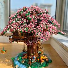 5000+片紫色樱花花屋积木，2025新款成人拼装娃娃桃花池复合拼图，高难度大型拼图，万圣节/圣诞节/新年/生日礼物（不含电源） - 彩色 - 查看 3