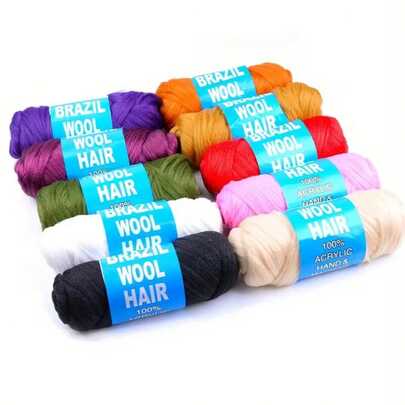 3 cuộn tóc len Brazil màu đen tự nhiên, thích hợp để tết, móc, tết kiểu Senegal, tết kiểu châu Phi, tết cỡ lớn, tóc giả kiểu dreadlocks, tết dệt, nối tóc kiểu châu Phi, có thể dùng làm tóc giả kiểu Senegal, phù hợp cho phụ nữ sử dụng hàng ngày, dự tiệc, ngày Valentine, lễ hội Carnival và các dịp khác, nhiều màu tóc để lựa chọn, 70g mỗi cuộn.