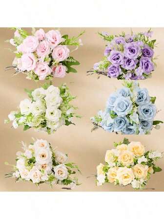 A Bouquet Of Artificial Roses, Small Flowers, And Mini Roses For Indoor Decoration, Suitable For Living Room Ornaments, Floral Arrangements, Wedding Decorations, Holiday Gifts, And Valentine'S Day