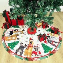 ChristmasChristmas Tree Skirt 48inch Christmas Dogs Tree Skirt Cute Dogs Puppies Red Green Buffalo Plaid Xmas TreeSkirt Xmas Party TreeSkirt Mat For Merry Holiday New Years Party - Multicolor - View 4